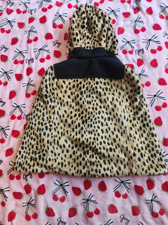 Juicy Couture Leopard Print Faux Fur Coat with Black Trim Gyaru Glam Gal - Picture 8 of 11